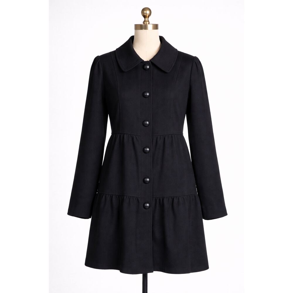 Black Helene Berman England Wool Cashmere Coat Small